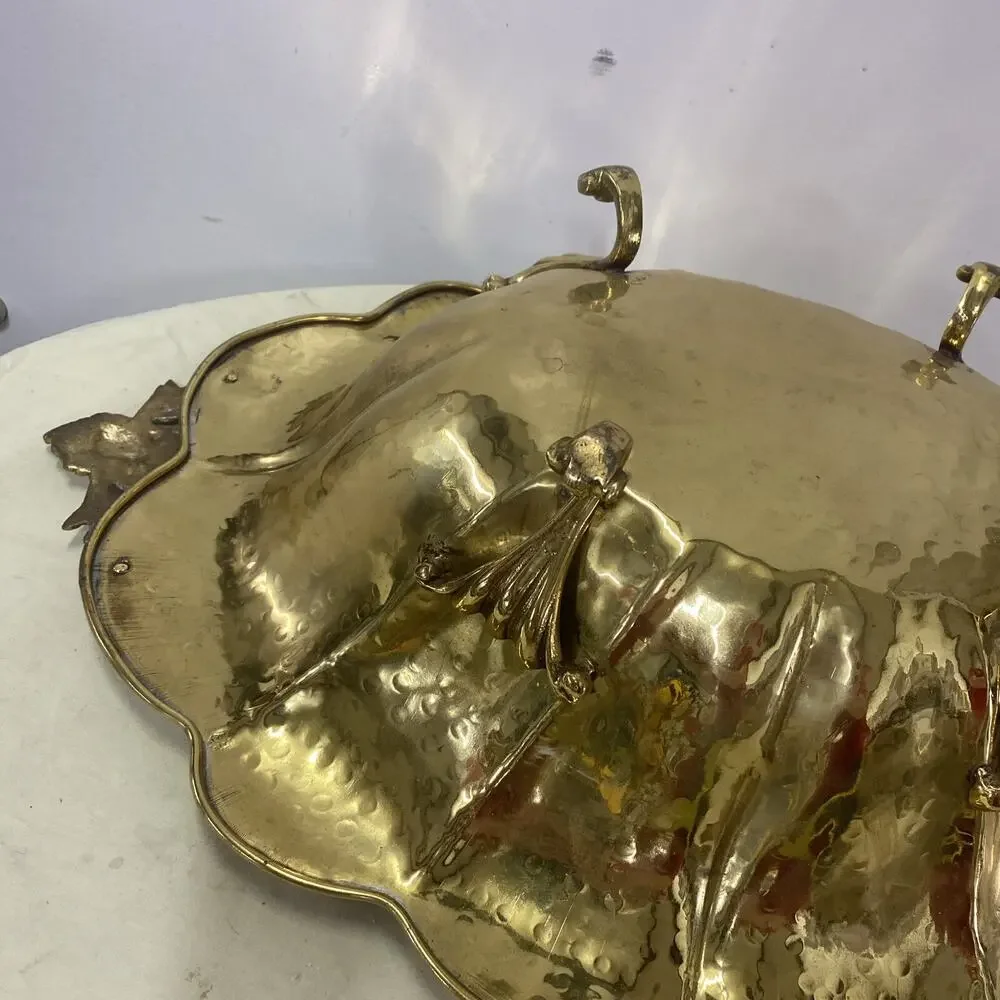 Large Vintage Fruitbowl Centerpiece In Gold Metal Mid 20th Century Italy
